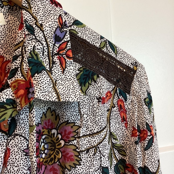 Anthropologie Maeve Janie Long-Sleeve Blouse Black Floral 12 PETITE Like-New - Picture 7 of 14